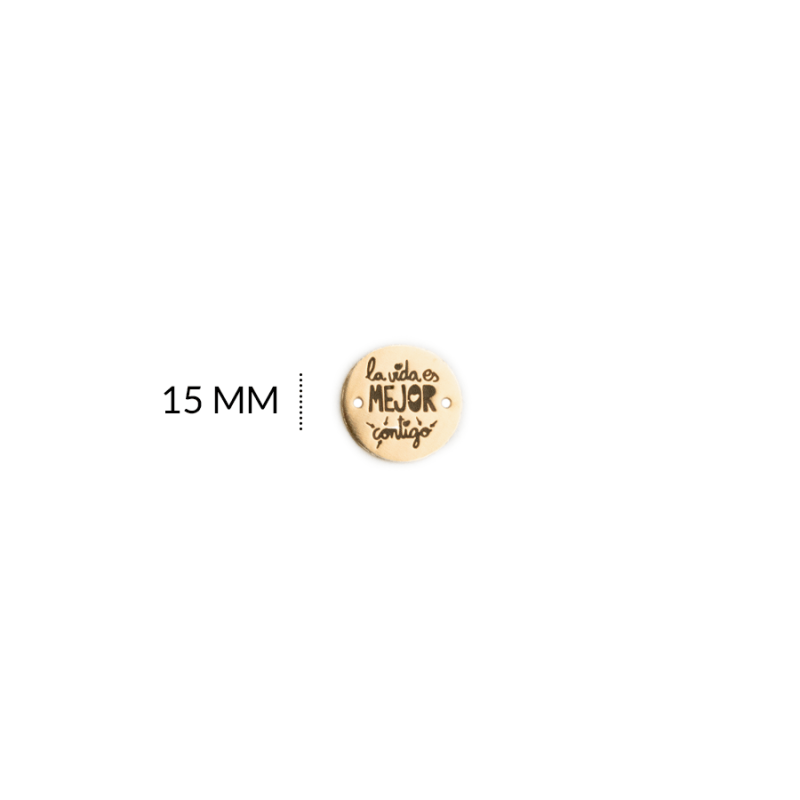 CENTRO PULSERA BRONCE FRASE LA VIDA ES MEJOR CONTIGO 15MM / x UNIDAD / REF-BC0062D