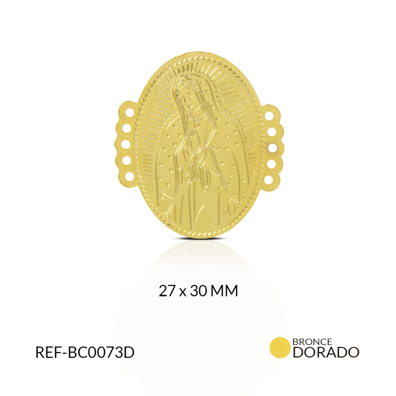 CENTRO PULSERA BRONCE 5 HUECOS VIRGEN DE GUADALUPE/ x UND/ 27x30mm / REF-BC0073D