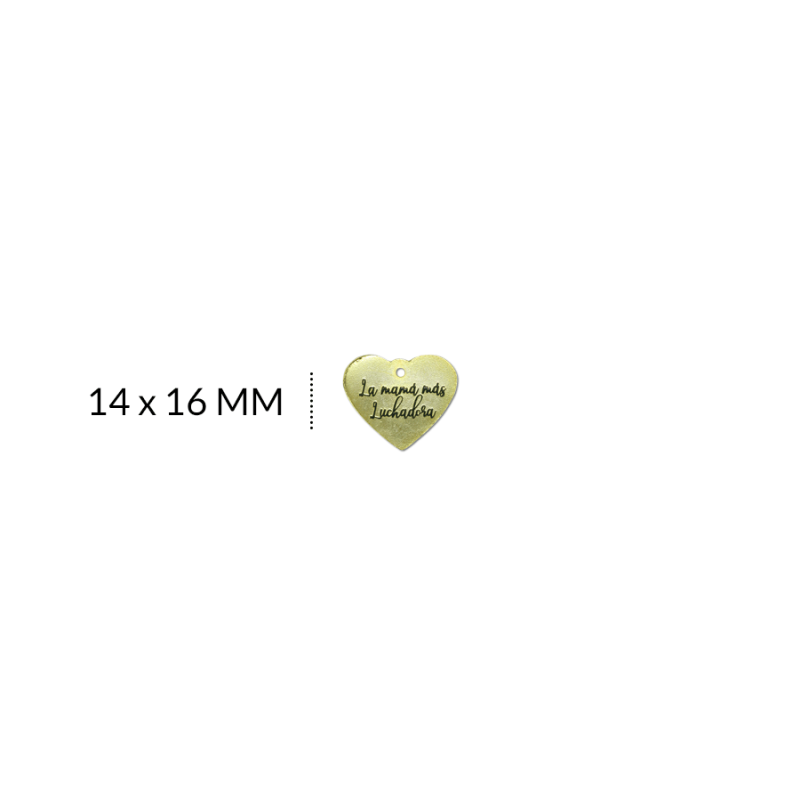 Dije bronce corazón frase "la mamá mas luchadora" / x unidad / REF-BD0079D