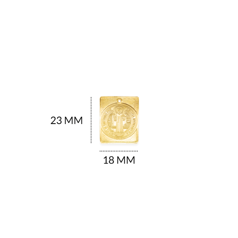DIJE EN BRONCE RECTANGULO SAN BENITO 23 X 18MM / color dorado / X UNIDAD / REF-BD0084D / REF-BD0084D