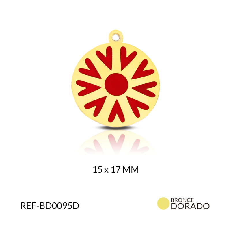 DIJE BRONCE REDONDO CORAZON ROJO PINTADO/ x UND/15x17mm / REF-BD0095D