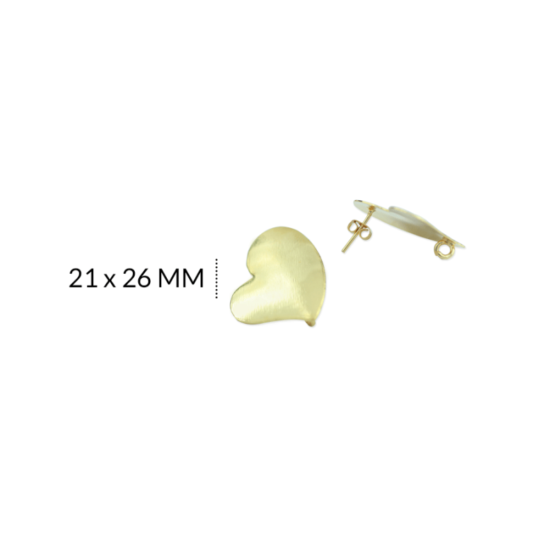 HERRAJE BRONCE PARA ARETE CORAZON 21 X 26 MM / color dorado / X PAR / REF-BH0131D / REF-BH0131D