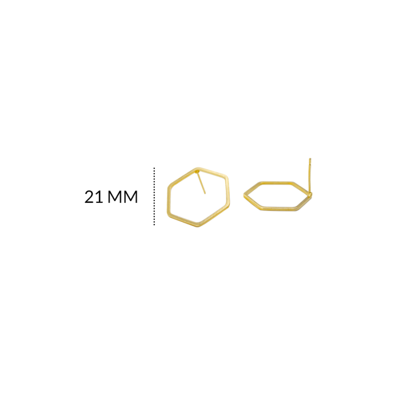 HERRAJE EN BRONCE PARA ARETE HEXAGONO 21MM / color dorado / x par / REF-BH0152D / REF-BH0152D