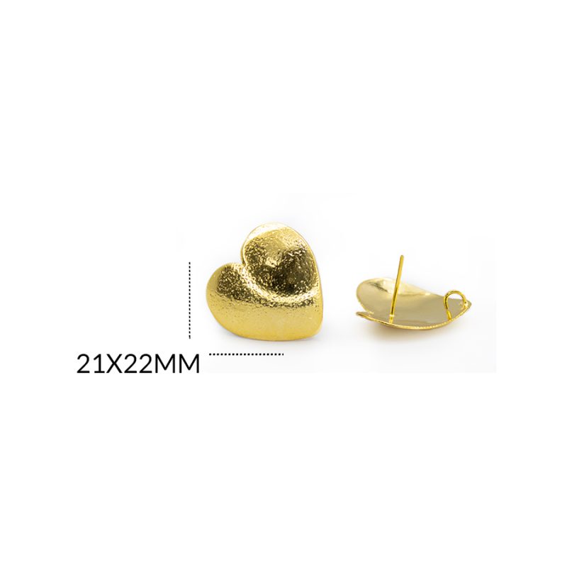 HERRAJE EN BRONCE PARA ARETE CORAZON 21 X 22MM / color dorado / x par / REF-BH0170D / REF-BH0170D