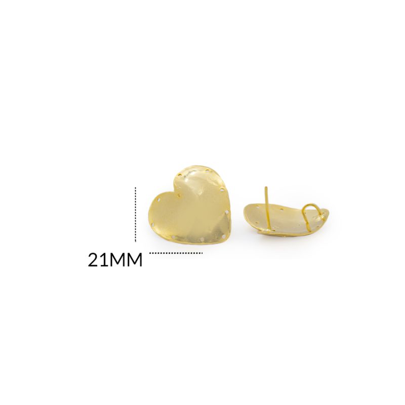 Herraje en bronce para arete corazón huecos 21mm / paquete x par / REF-BH0172D