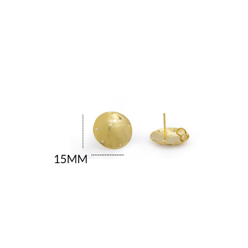 Herraje en bronce para arete circulo huecos 15mm / paquete x par / REF-BH0175D