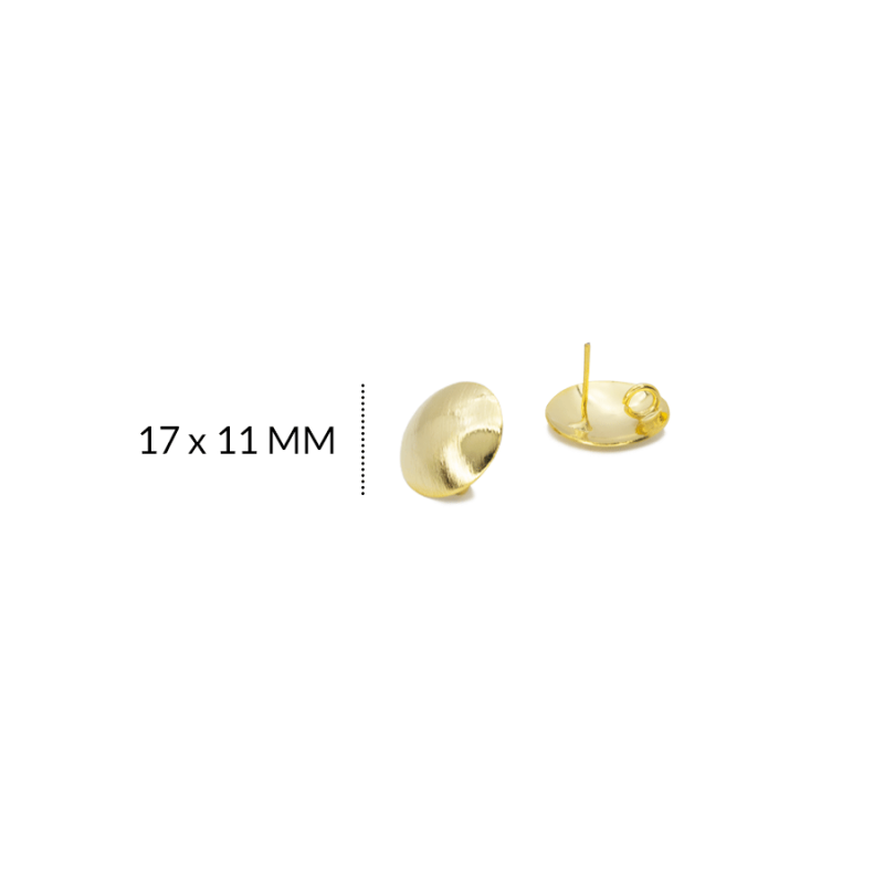 Herraje en bronce para arete redondo liso 17 X 11MM / x par / REF-BH0194