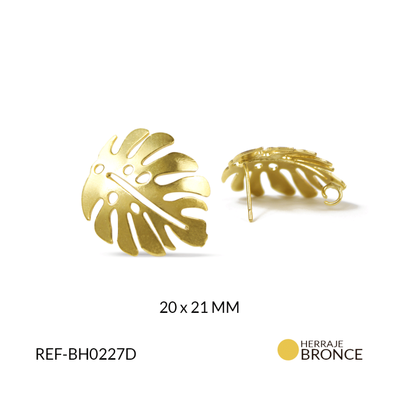 HERRAJE BRONCE PARA ARETE HOJA CALADA 20 X 21 MM / X PAR / REF-BH0227D