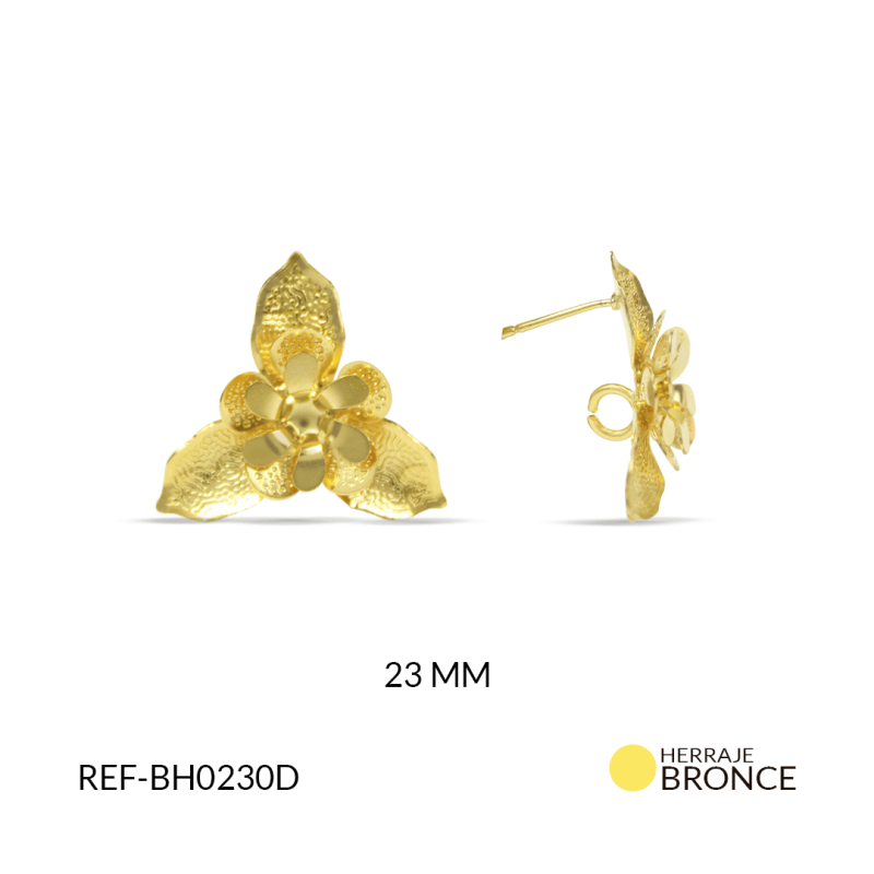 HERRAJE BRONCE FLOR TRIANGULO PETALOS 23MM / X PAR / REF-BH0230D