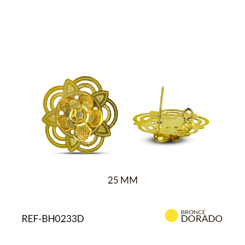 HERRAJE BRONCE CIRCULO MANDALA FLOR 25MM / x par / REF-BH0233D