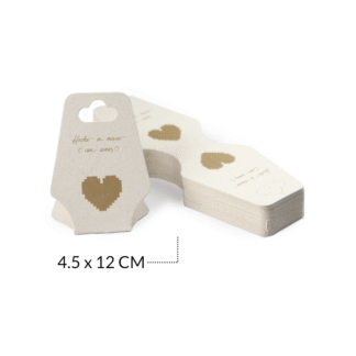 Cartón solapa corazón para cadena y arete 4.5x12cm