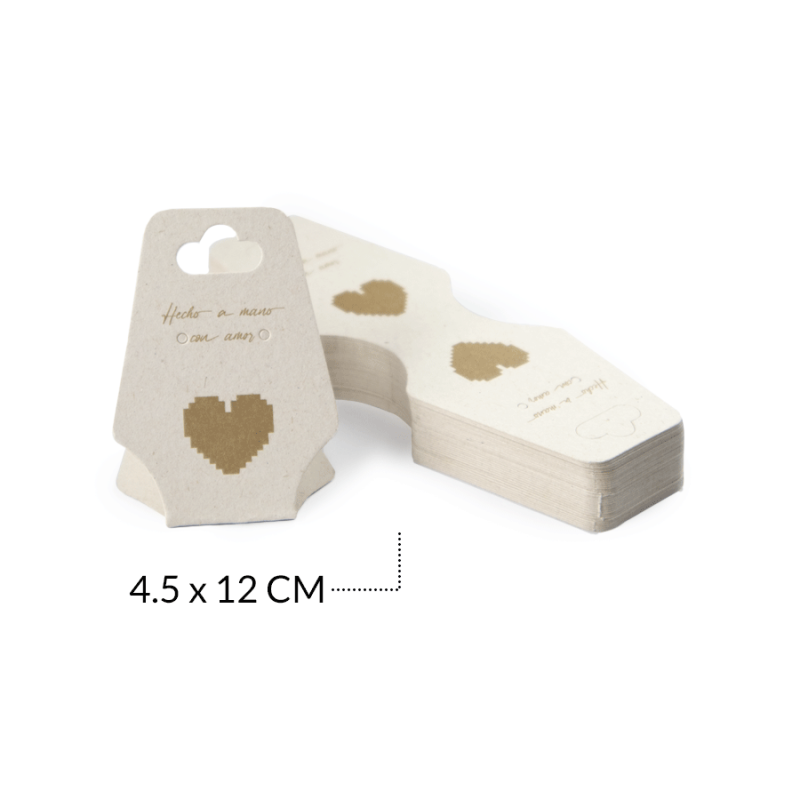 Cartón solapa corazón para cadena y arete 4.5x12cm