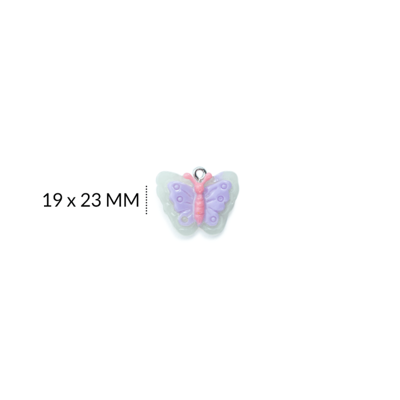 DIJE ACRILICO MARIPOSA NEON 19 X 23 MM / x UNIDAD / REF-DA039