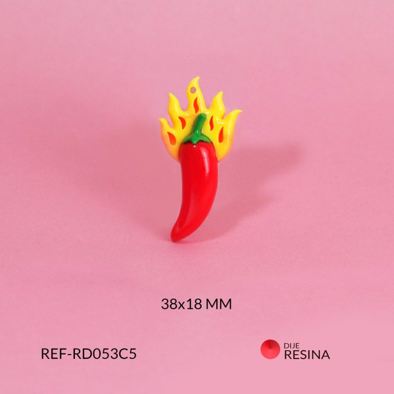 Dije chile a fuego color rojo / 38x16 mm / x unidad / RD053C5 / RD053C5