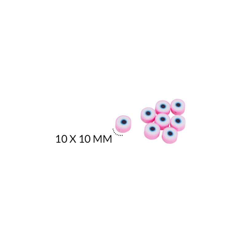 SEPARADOR FIMO OJO TURCO LISO 10 X 10MM / color rosado / paquete por 10 unidades surtido / REF-FS000 / REF-FS000