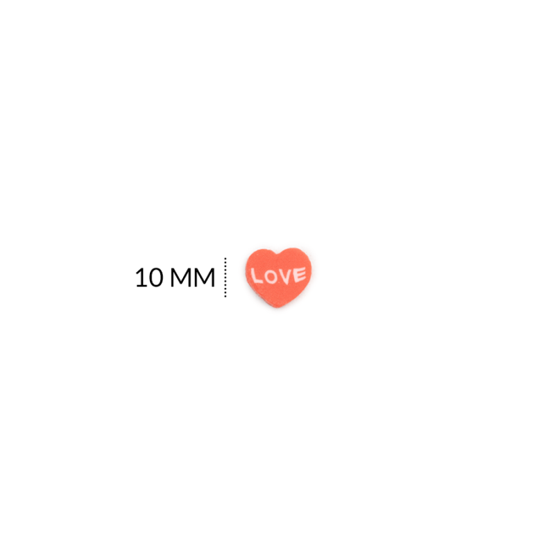 SEPARADOR FIMO CORAZON LOVE ROJO 10 MM / paquete x 12 und / Ref-FS014