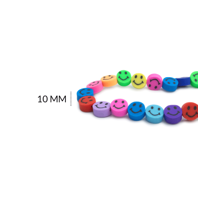 SEPARADOR FIMO CARITA FELIZ MIXTA 10MM / sarta x 38 cm aprox / REF-FS017 / REF-FS017