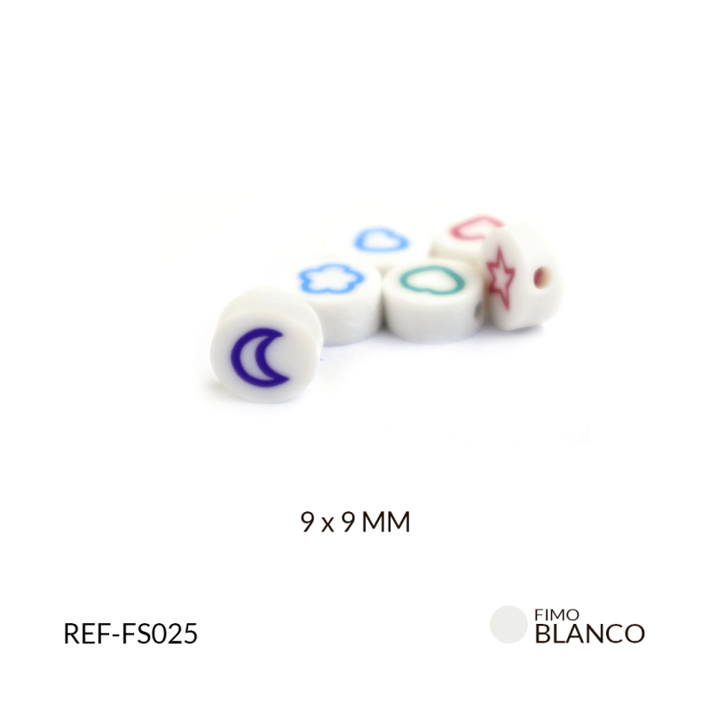 SEPARADOR FIMO BLANCO FIGURAS COLORES  9X9MM / paquete x 10 und / REF-FS025