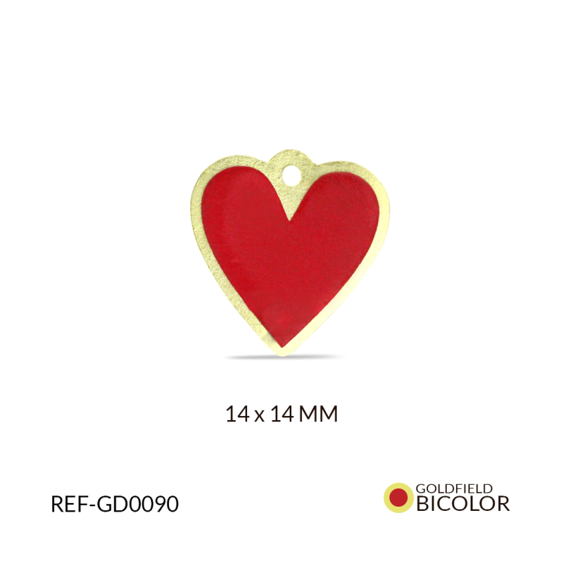 DIJE BRONCE CORAZON ROJO PINTADO 14.5*15MM / x UND / Ref-BD0104D