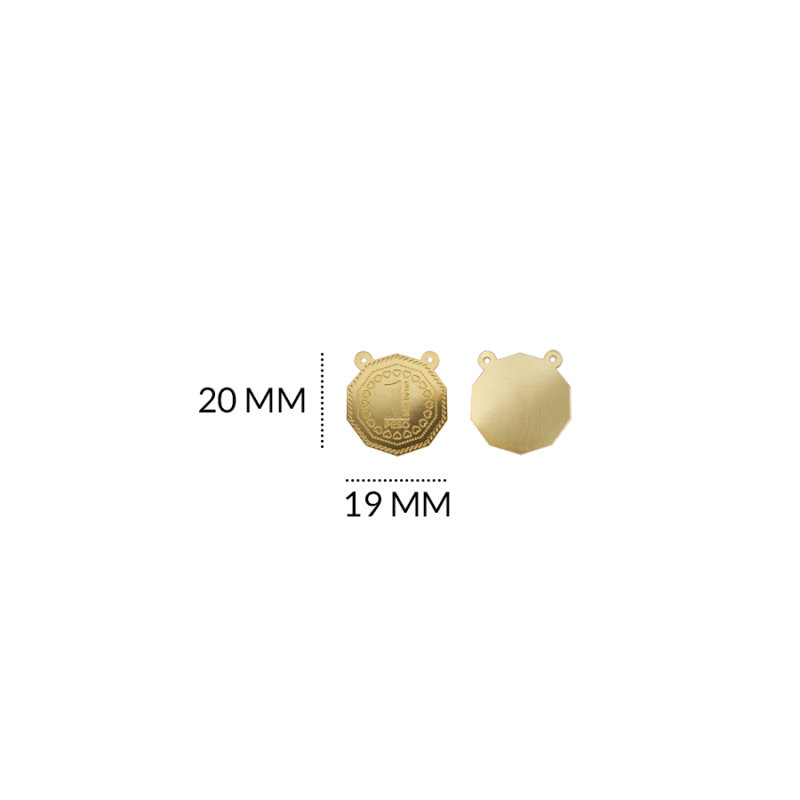 DIJE EN GOLFI DOS ARGOLLAS mensaje UN PESO MIL BESOS 20 X 19MM / x UNIDAD / REF-GD0132