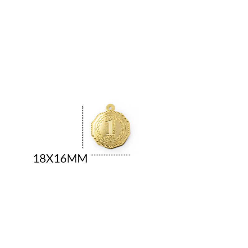 DIJE EN GOLFI MENSAJE 1 PESO MIS BESOS 18 X 16MM / color dorado / por unidad / REF-GD0133 / REF-GD0133