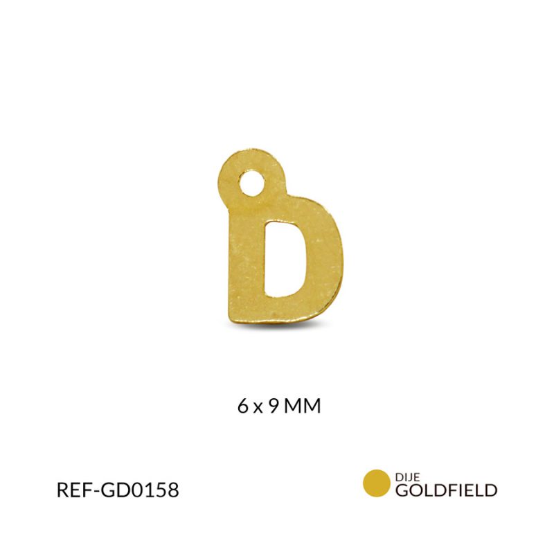 Dije goldfilled letra D 6X9MM / x unidad / Ref-GD0158 / Ref-GD0158