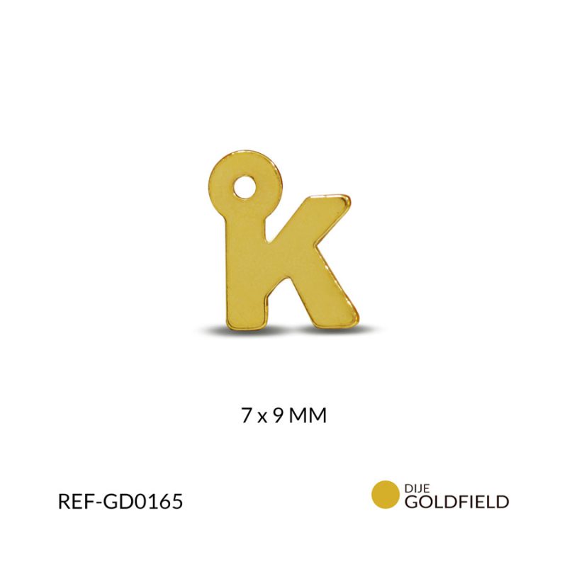 Dije goldfilled letra K 7x9mm / x unidad / Ref-GD0165 / Ref-GD0165