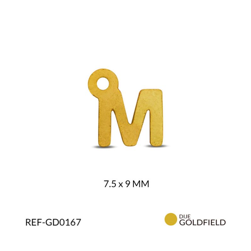 Dije goldfilled letra M 7.5x9mm / x unidad / Ref-GD0167 / Ref-GD0167
