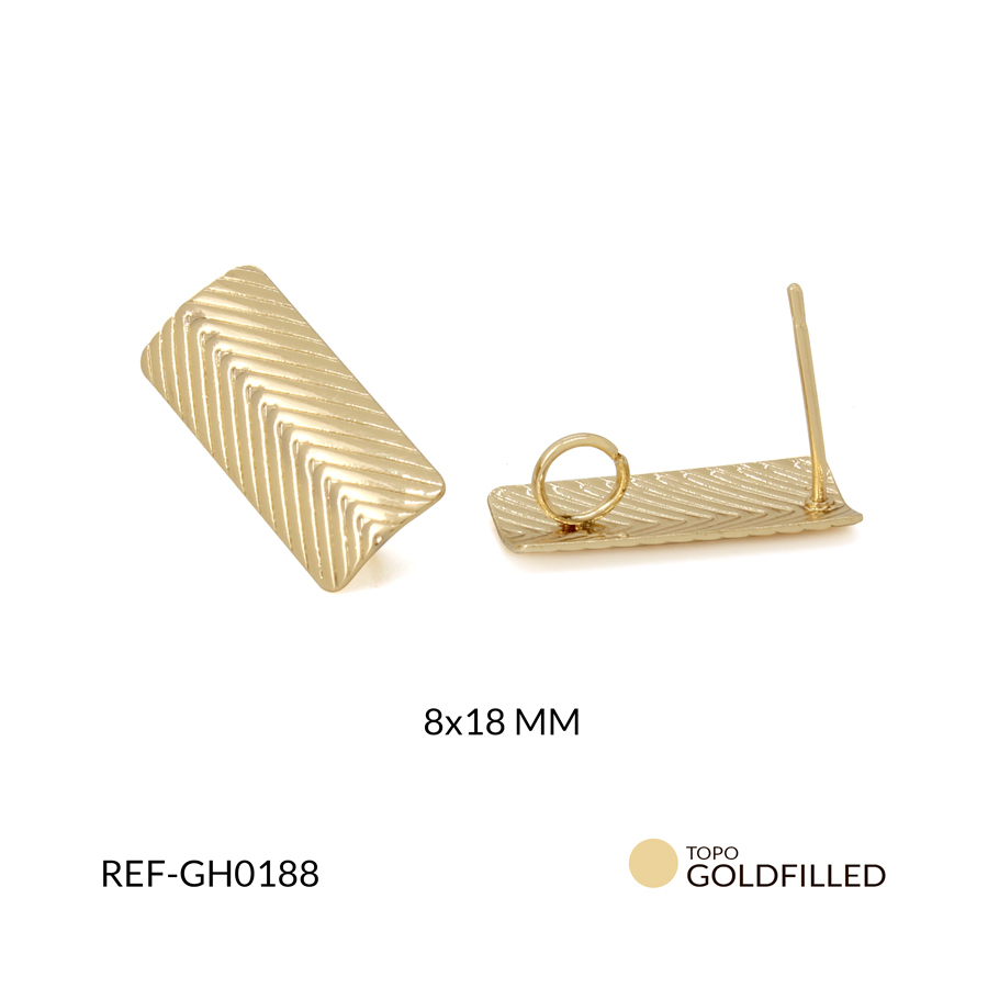 Herraje en goldfilled para arete rectangulo 8 x 18 mm color dorado / x par / Ref-GH0188