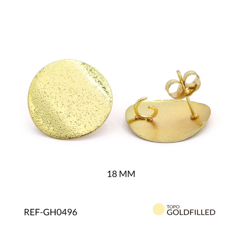 Herraje para arete en goldfilled cóncavo martillado 20mm / x par / Ref-GH0496 / Ref-GH0496