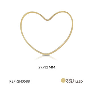 Herraje golfield para arete corazón 29x32mm x par