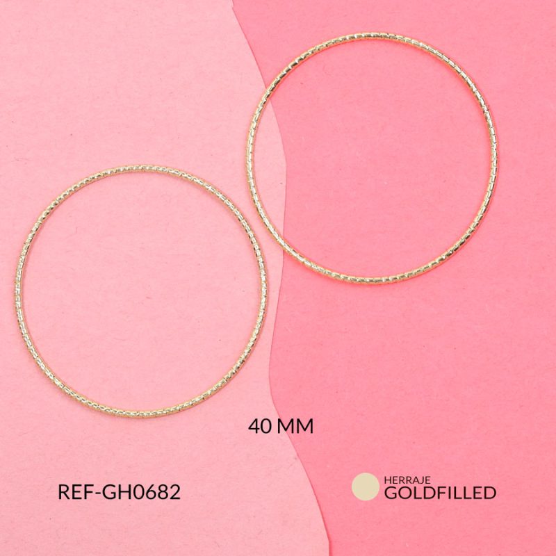 Herraje goldfilled para arete aro 4cm / x par / Ref-GH0682 / Ref-GH0682