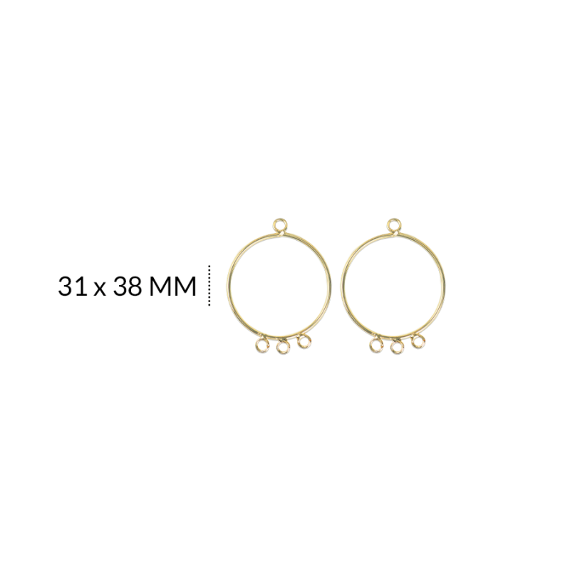 Herraje en goldfilled para arete cuatro argollas 31 X 38 MM / x par / REF-GH0782