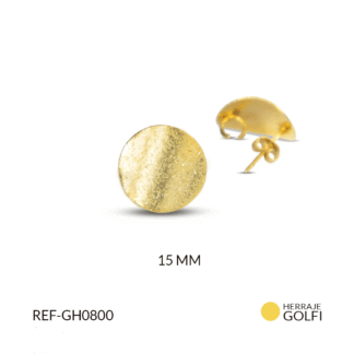 Herraje para arete gold filled concavo martillado 15mm