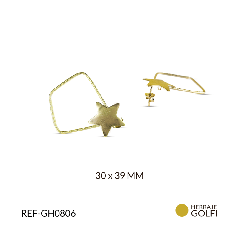 HERRAJE goldfilled PARA ARETE ROMBO ESTRELLA 30 X 39 MM / x par / REF-GH0806
