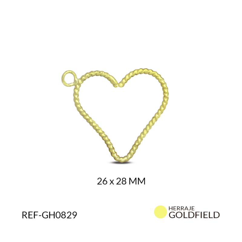 HERRAJE Goldfilled CORAZON GRABADO SILUETA 26*28MM / x UND / Ref-gh0829