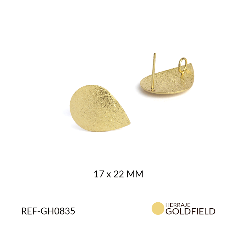 HERRAJE goldfilled PARA ARETE GOTA MARTILLADA AMBOS LADOS 17X22 MM/ x PAR / Ref-GH0835