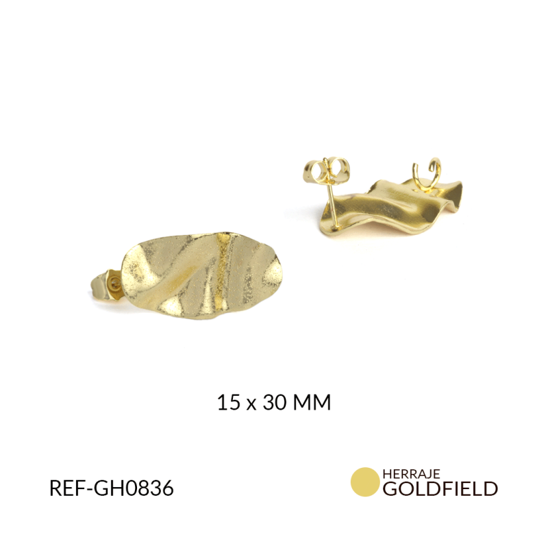 HERRAJE goldfilled PARA ARETE MARTILLADO 15*30 MM / x PAR / Ref-GH0836