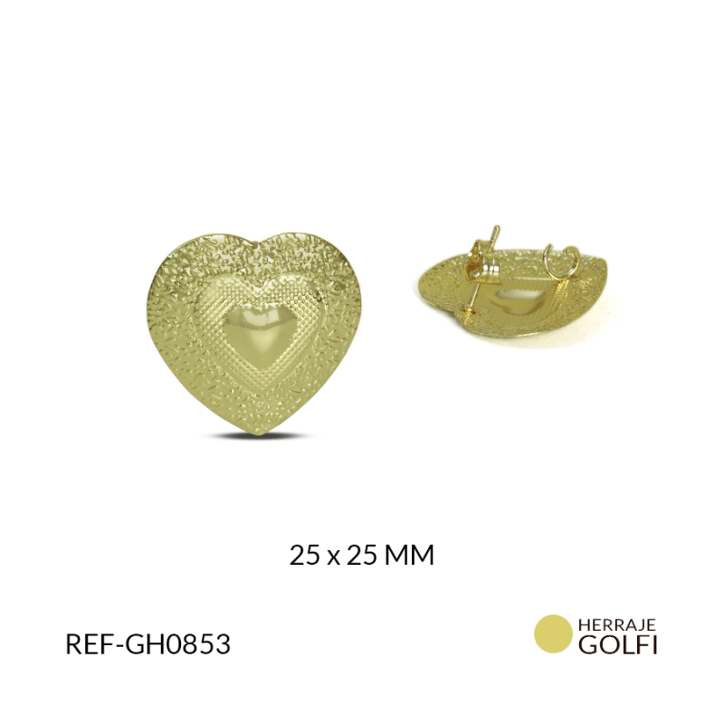 Herraje Goldfilled para arete corazon 25x25 MM / x par / Ref-GH0853