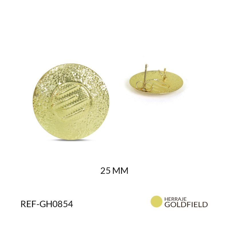Herraje goldfilled para arete circulo 25 mm color dorado / x par / Ref-GH0854