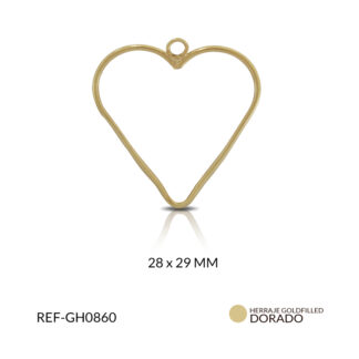 Herraje goldfilled para arete corazon con argolla 28 x 29 / par / Ref-GH0860