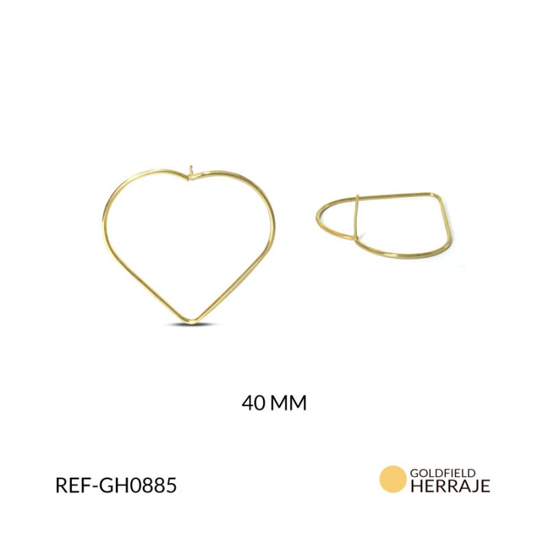 HERRAJE Goldfilled PARA ARETE CORAZON SILUETA 40 MM / x PAR / Ref-GH0885