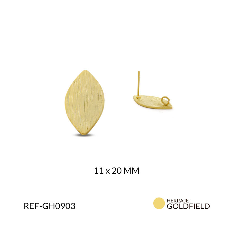 Herraje Goldfilled hoja rayado 20X11MM / x par / Ref-GH0903