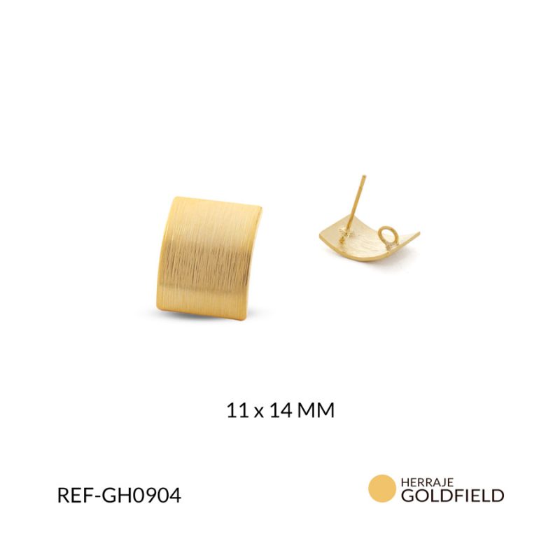 Herraje Goldfilled rectángulo cóncavo rayado 11X14MM / x par / Ref-GH0904