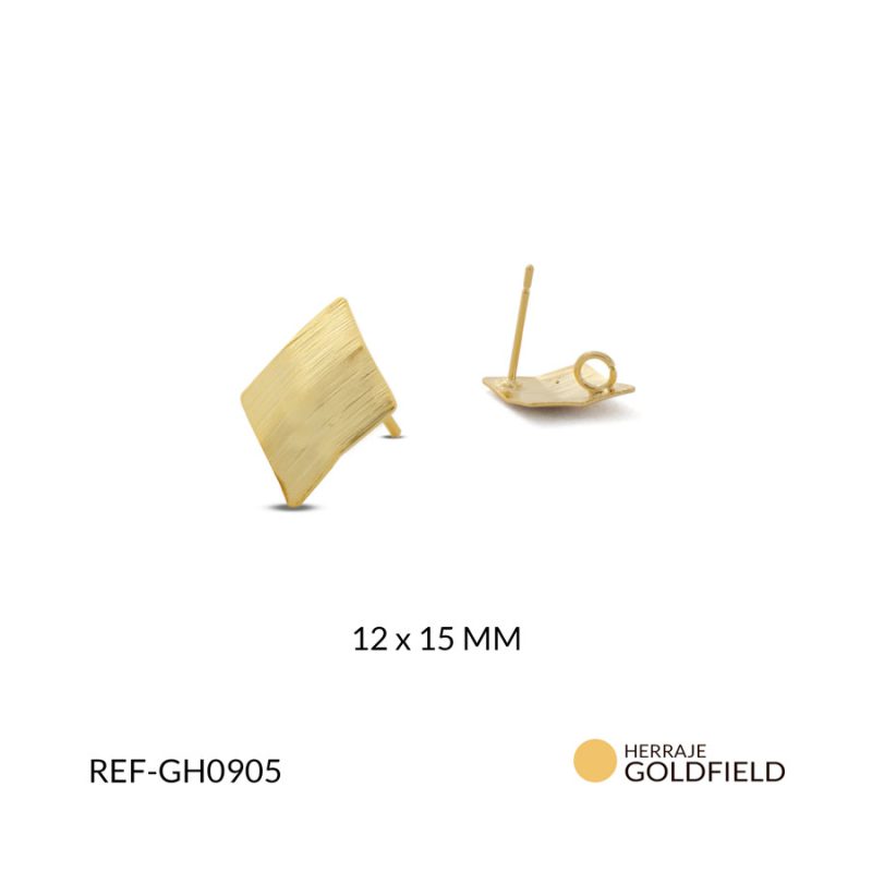 Herraje Goldfilled rombo rayado 15X12MM / x par / Ref-GH0905