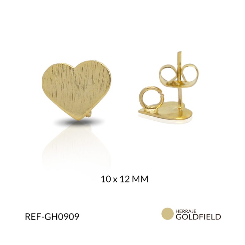 Herraje goldfilled corazón 10 x 12 mm color dorado / x par / Ref-GH0909