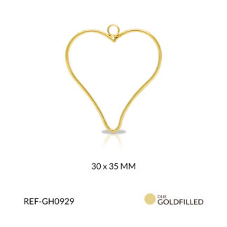 Herraje goldfilled para arete corazon con argolla 30 x 35 mm color dorado / x par / GH0929