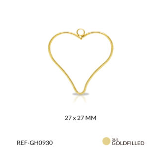 Herraje golfilled para arete corazon con argolla 27 x 27 mm color dorado / x par / Ref-GH0930