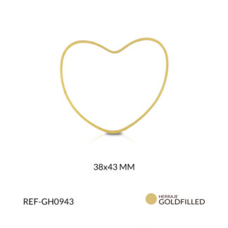 Herraje Goldfilled dorado para arete corazón 38 x 43 mm / x par / Ref-GH0943