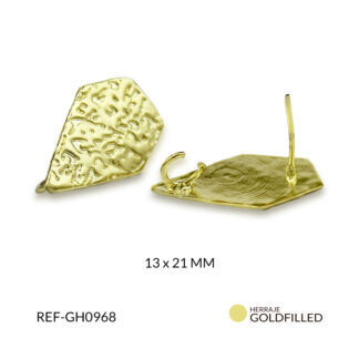 Herraje goldfilled para arete diamante grabado 13 x 21 mm / x par / Ref-GH0968